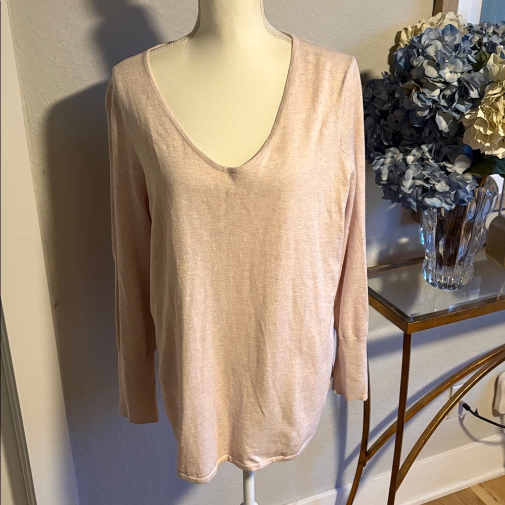 Nic + Zoe pale pink cotton blend sweater. Size large.